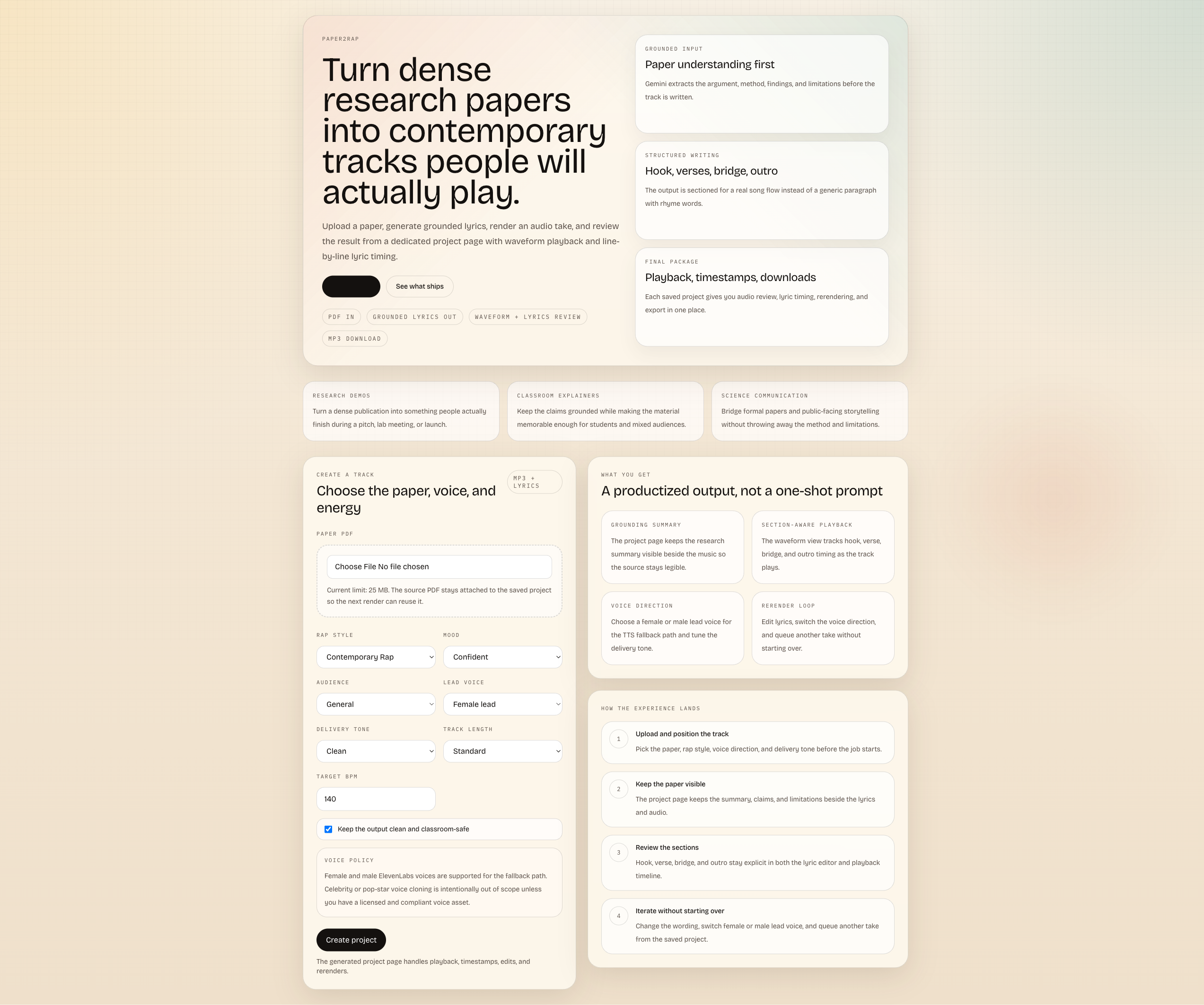 Paper2Rap: Building a Research-to-Rap Studio at 35,000 Feet