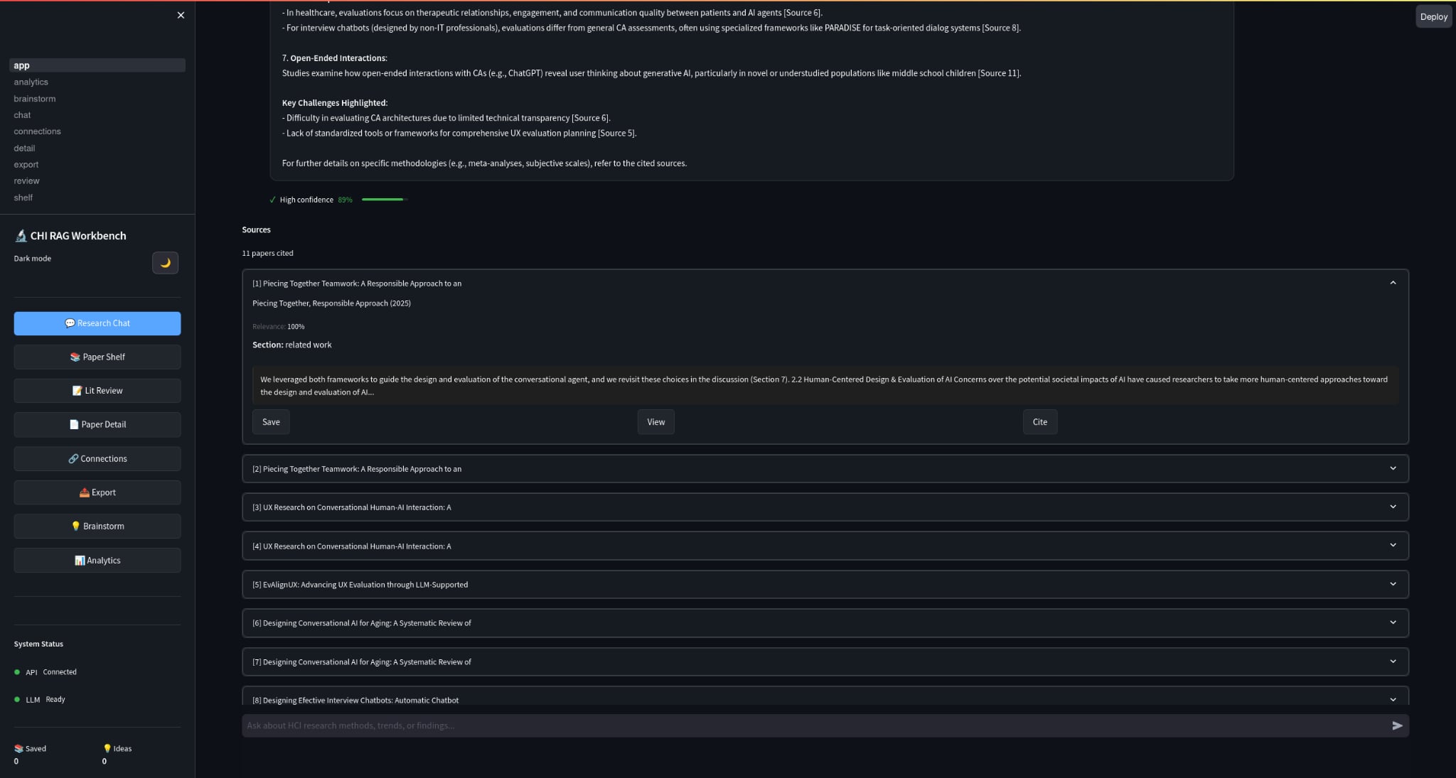 Source-backed answer view